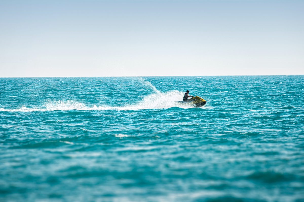 a person riding a jetski