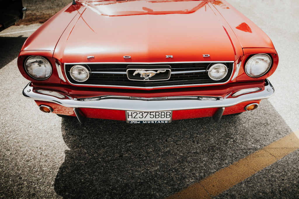 The hood of a Ford Mustang