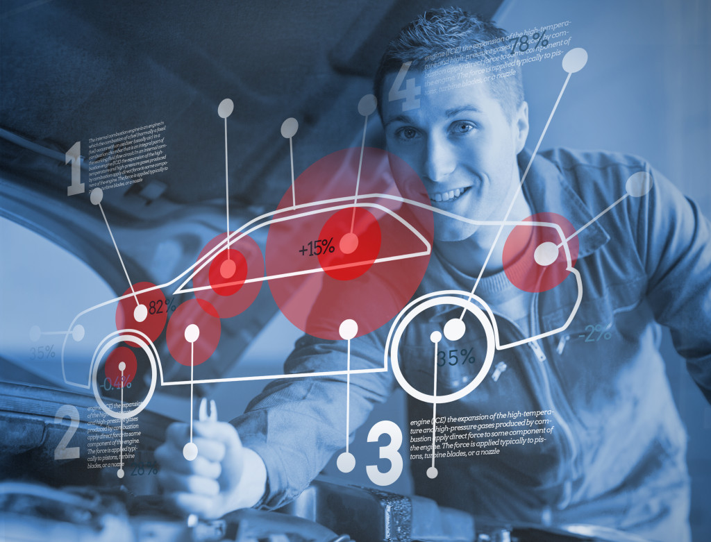 mechanic repairing car using interface