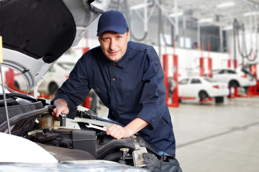 a male mechanic working