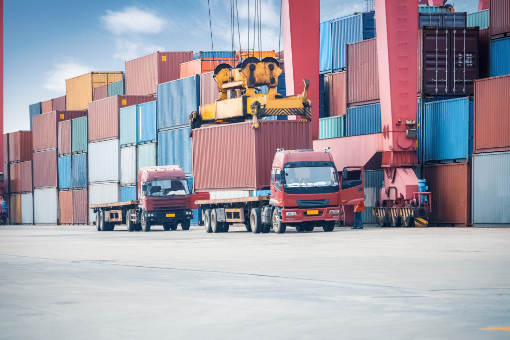 industrial crane loading containers
