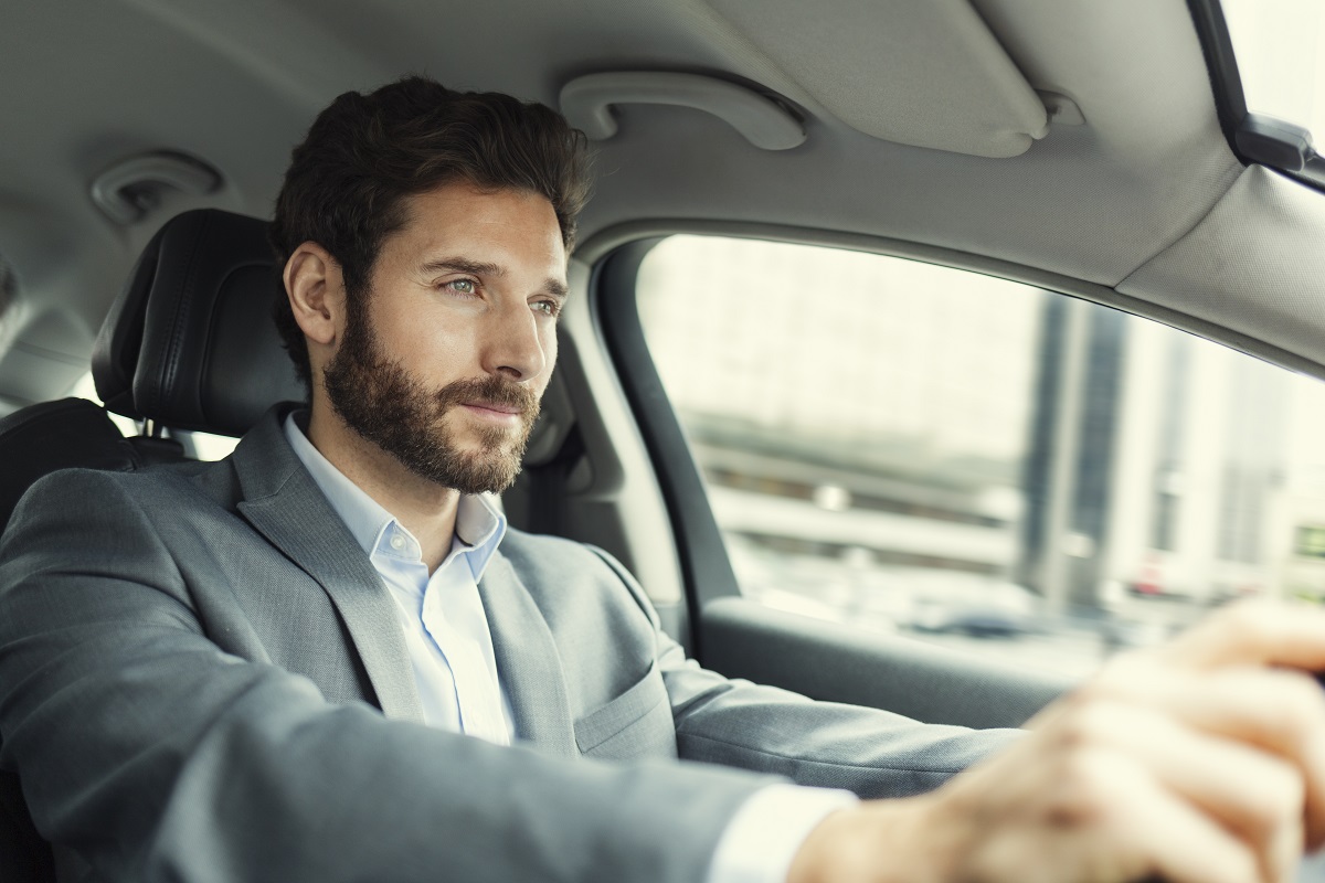 man in the car driving