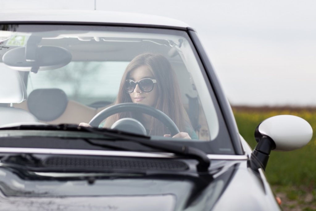 woman inside the car