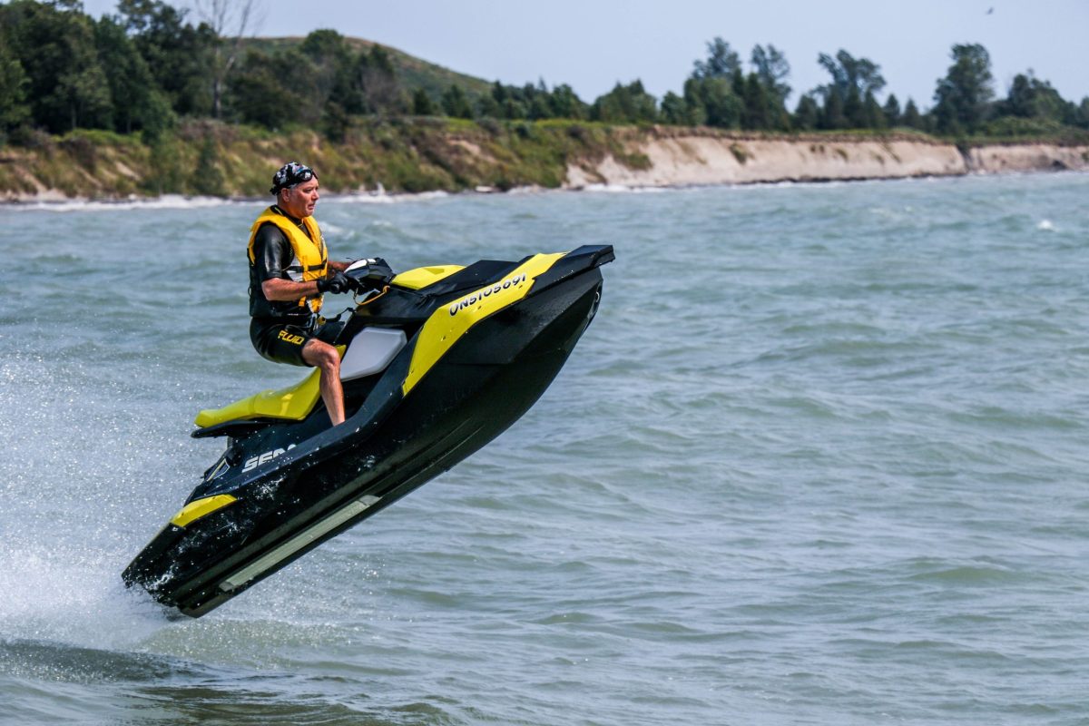 a person riding a jetski