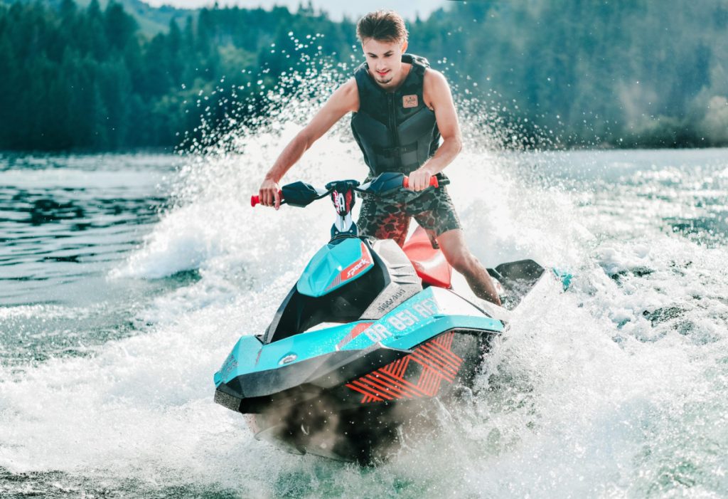 a person riding a jetski